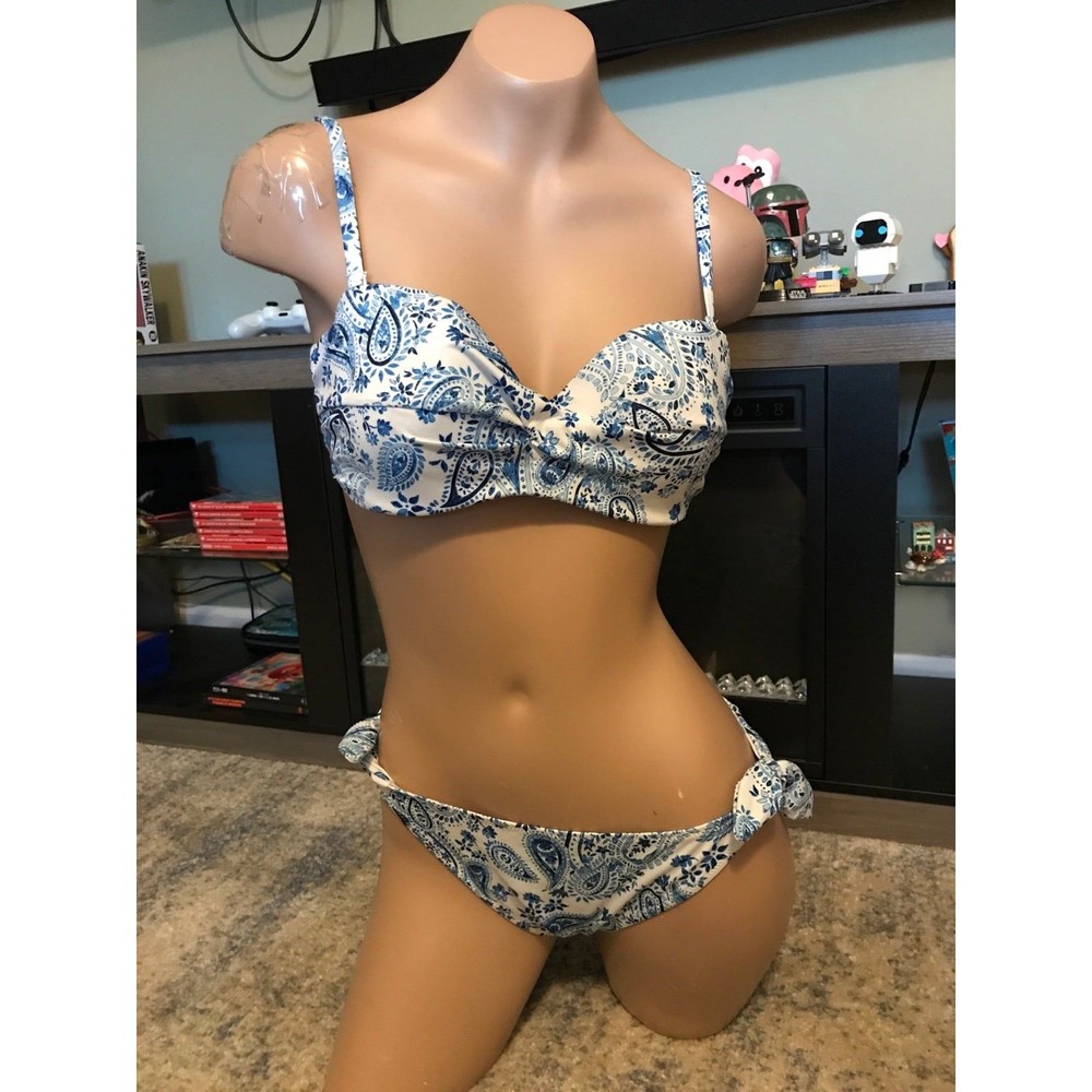 Fashion Nova bikini set blue bandeau
